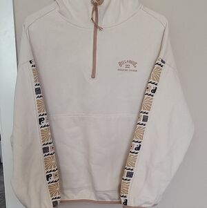 Billabong Cream Half-Zip Sweatshirt with Patterned Accents